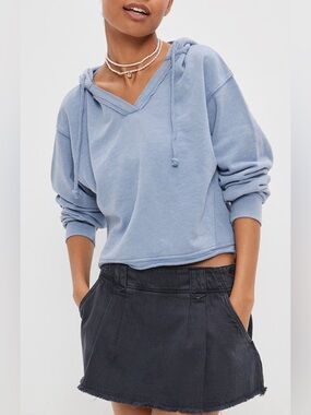 American Eagle Blue Crop Hoodie boho
